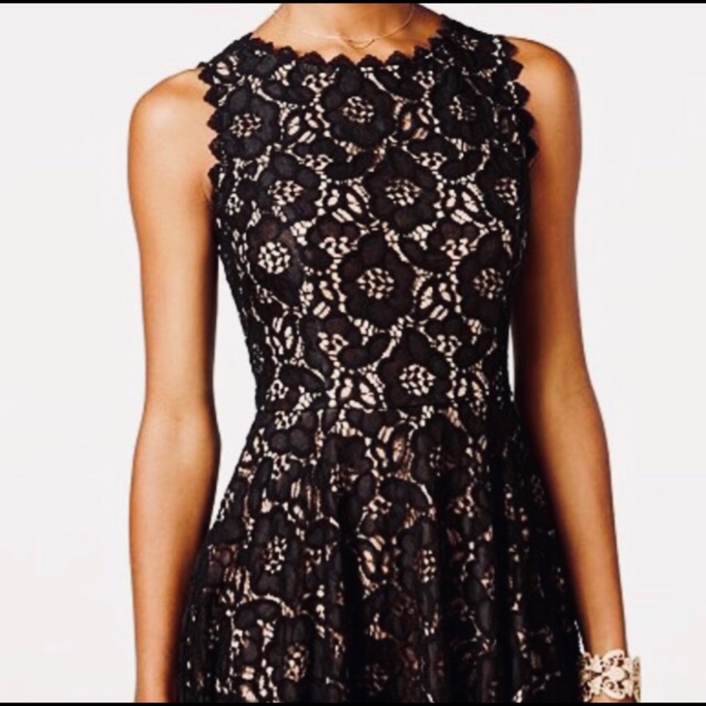 CITY STUDIO ❤️Lace fit & Flair dress blk/tan sz:7